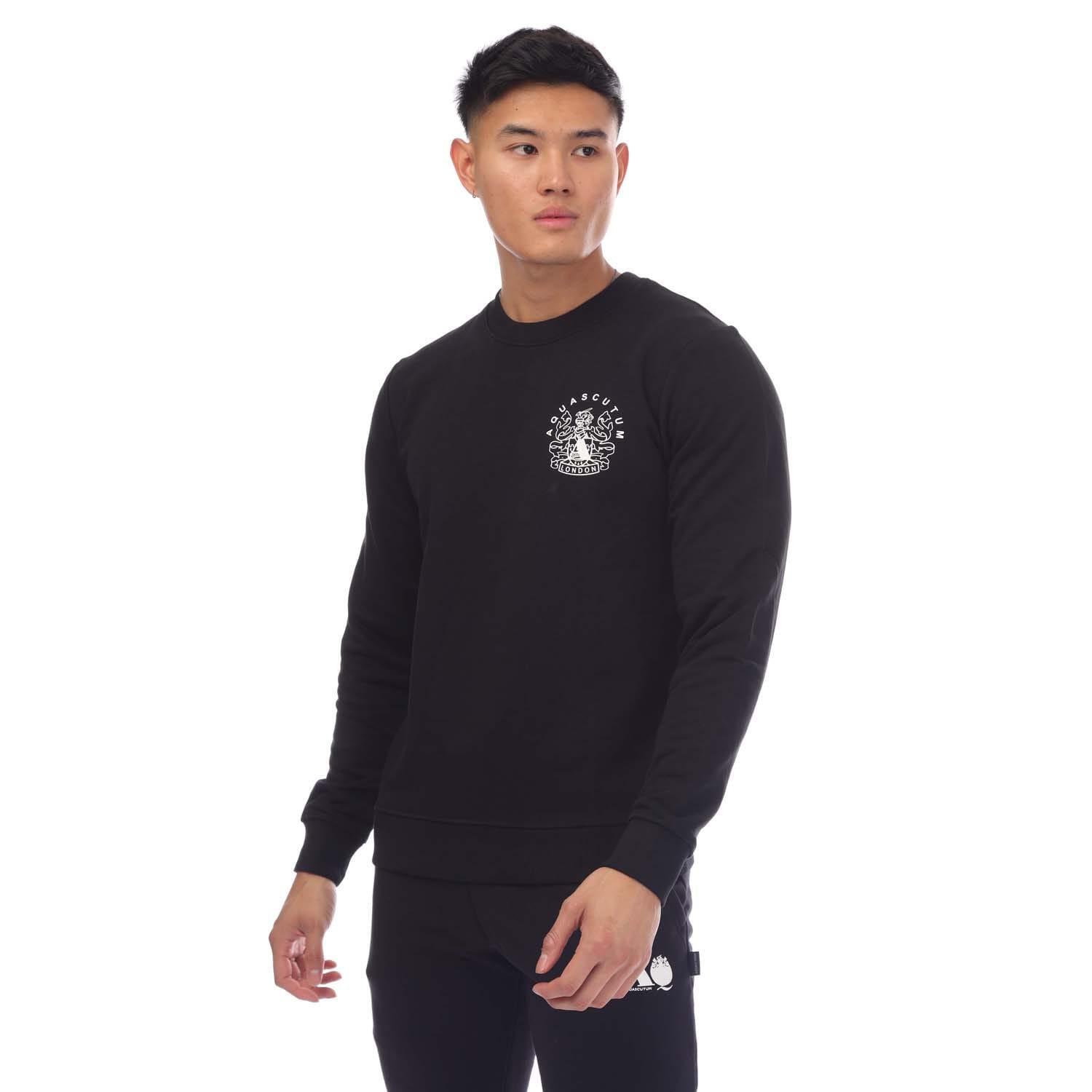 AQUASCUTUM Mens Round Neck Sweatshirt (Black)
