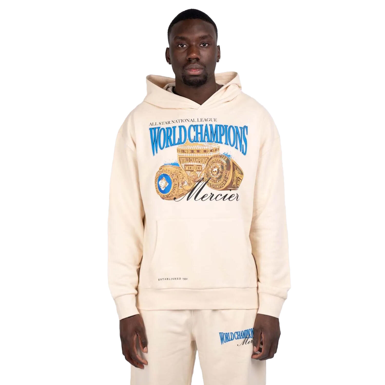MERCIER Mens Champions Ring Hoodie (Ecru)