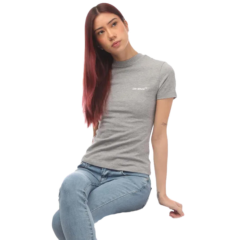 Womens/Ladies Helvetica Fitted TShirt (Grey/White) 3/3