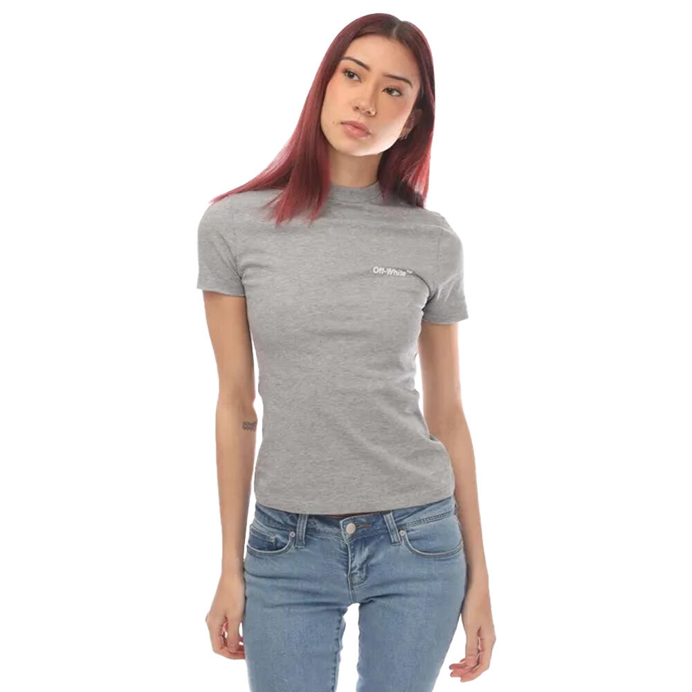 OFF-WHITE Womens/Ladies Helvetica Fitted TShirt (Grey/White)