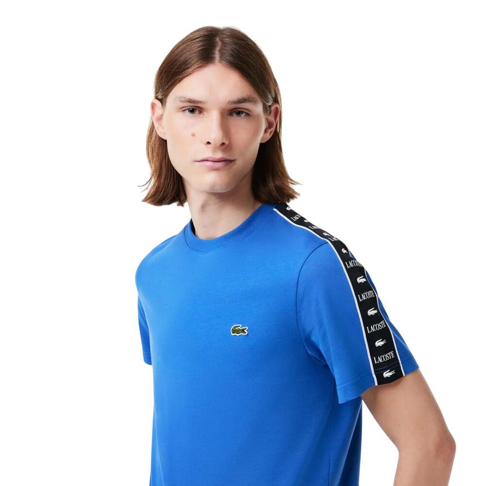 Mens Logo Cotton Jersey Stripes TShirt (Blue) 3/4