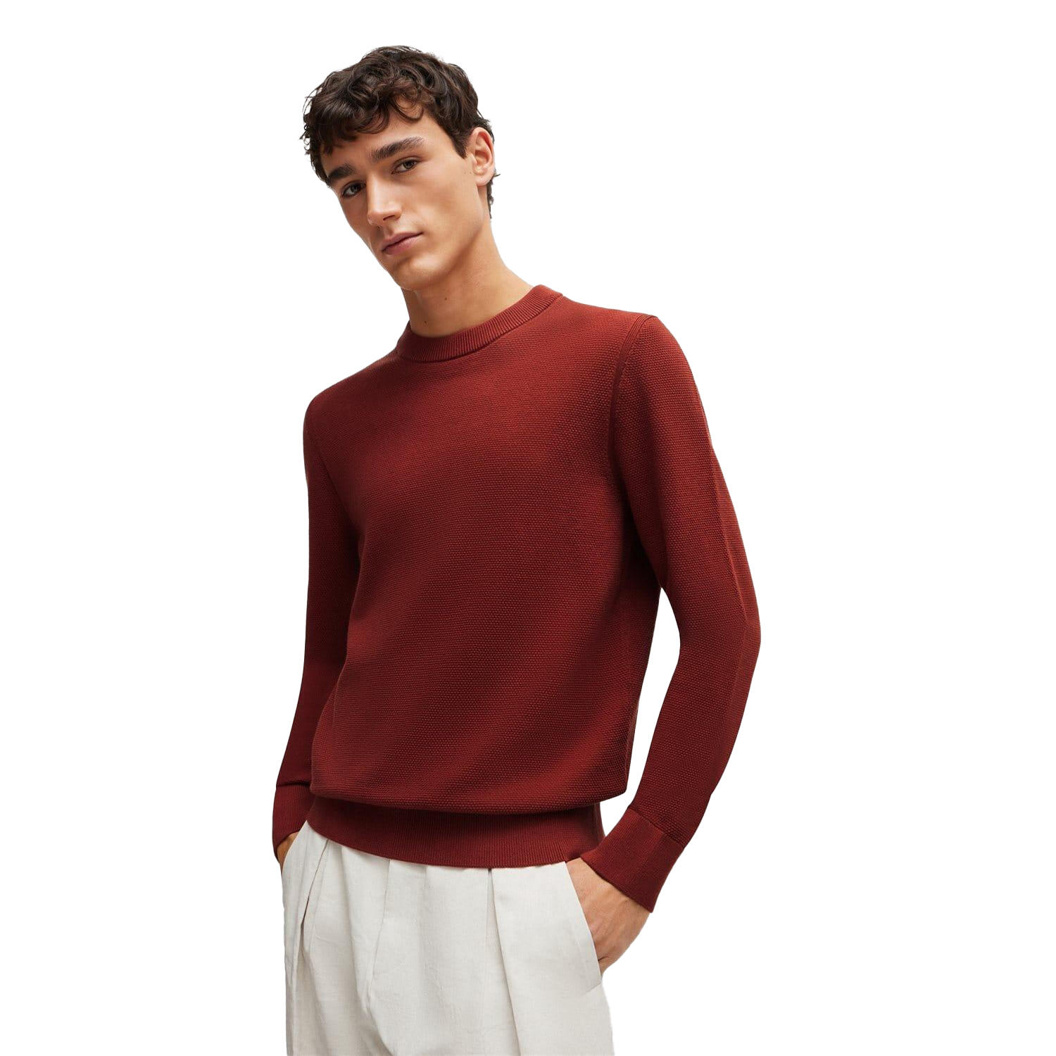 BOSS Mens EcaioP Crew Neck Sweatshirt (Brown)