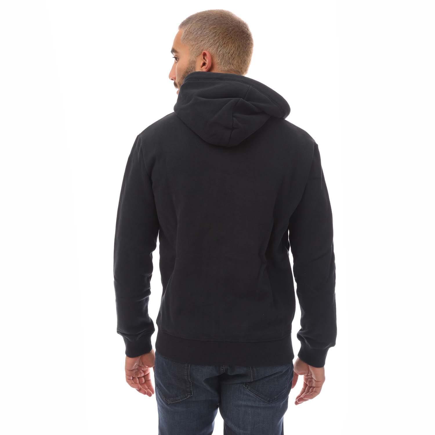 Mens Embroidered Logo Vintage Full Zip Hoodie (Navy) 2/3