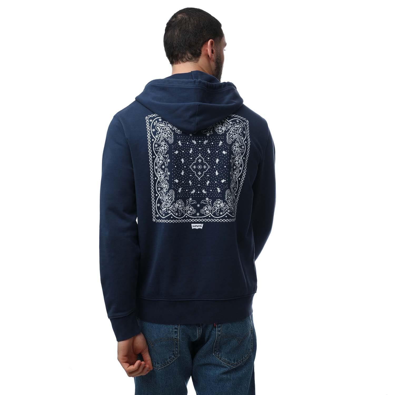 Mens Graphic Bandana Standard Hoodie (Blue) 2/2