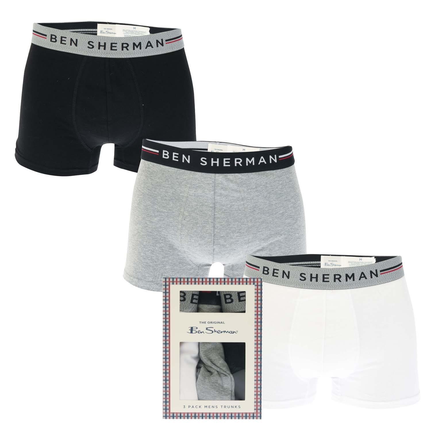 BEN SHERMAN Mens Roman Boxer Shorts (Pack of 3) (Black/Grey/White)
