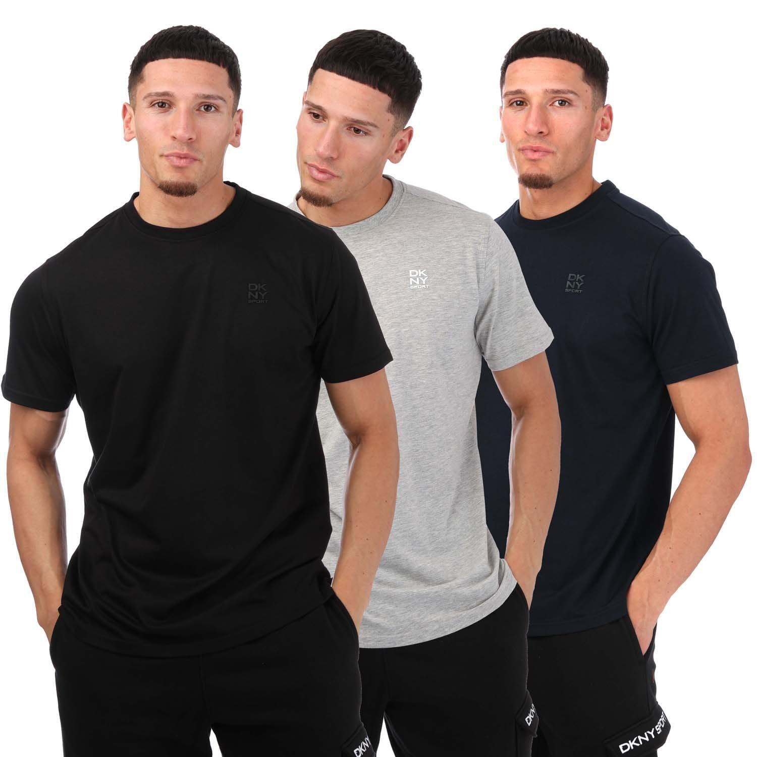 DKNY Mens Logo TShirt (Pack of 3) (Black/Silver)