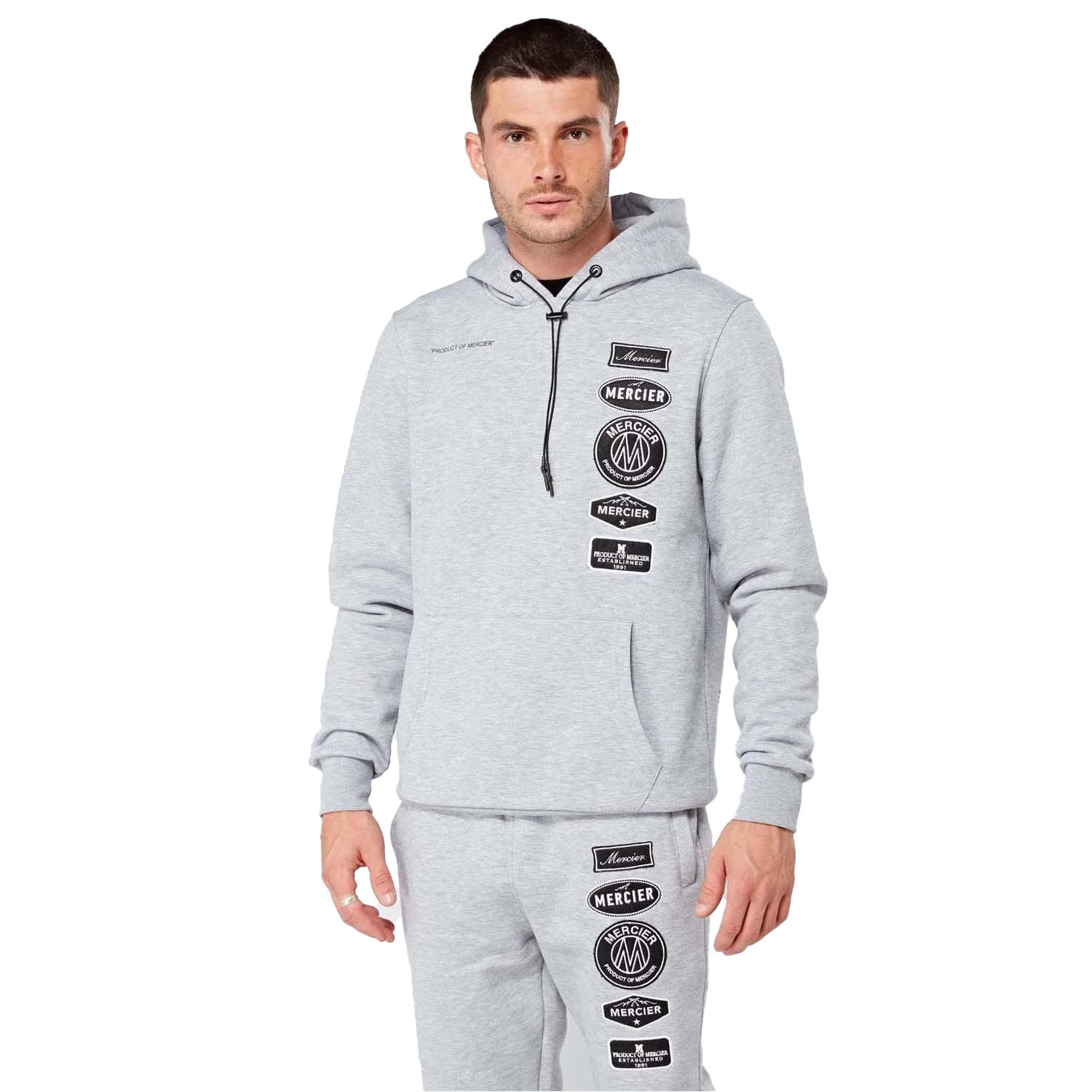 MERCIER Mens Mono Hybrid Hoodie (Grey Marl)