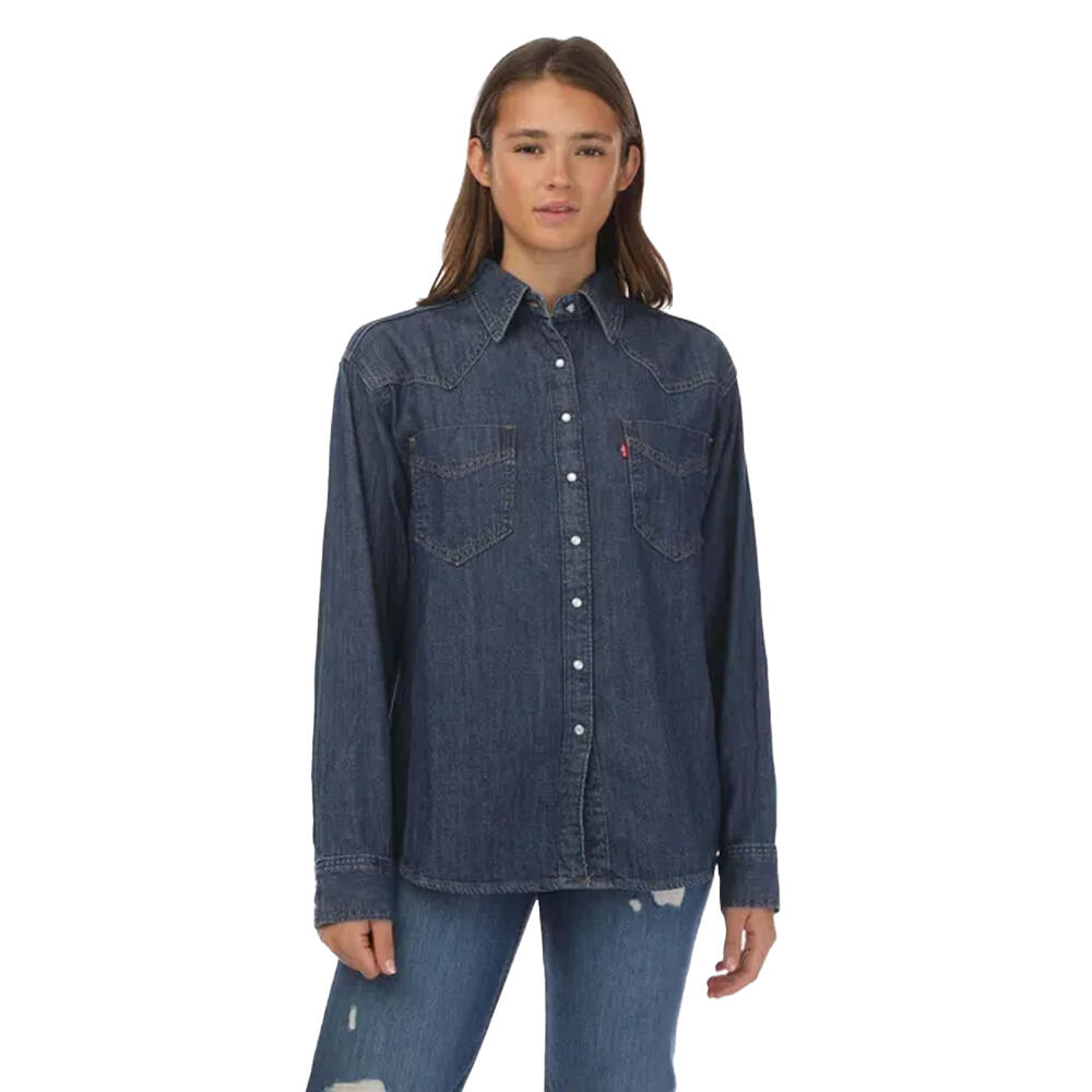 Womens/Ladies Donovan Western Shirt (Denim) 1/3