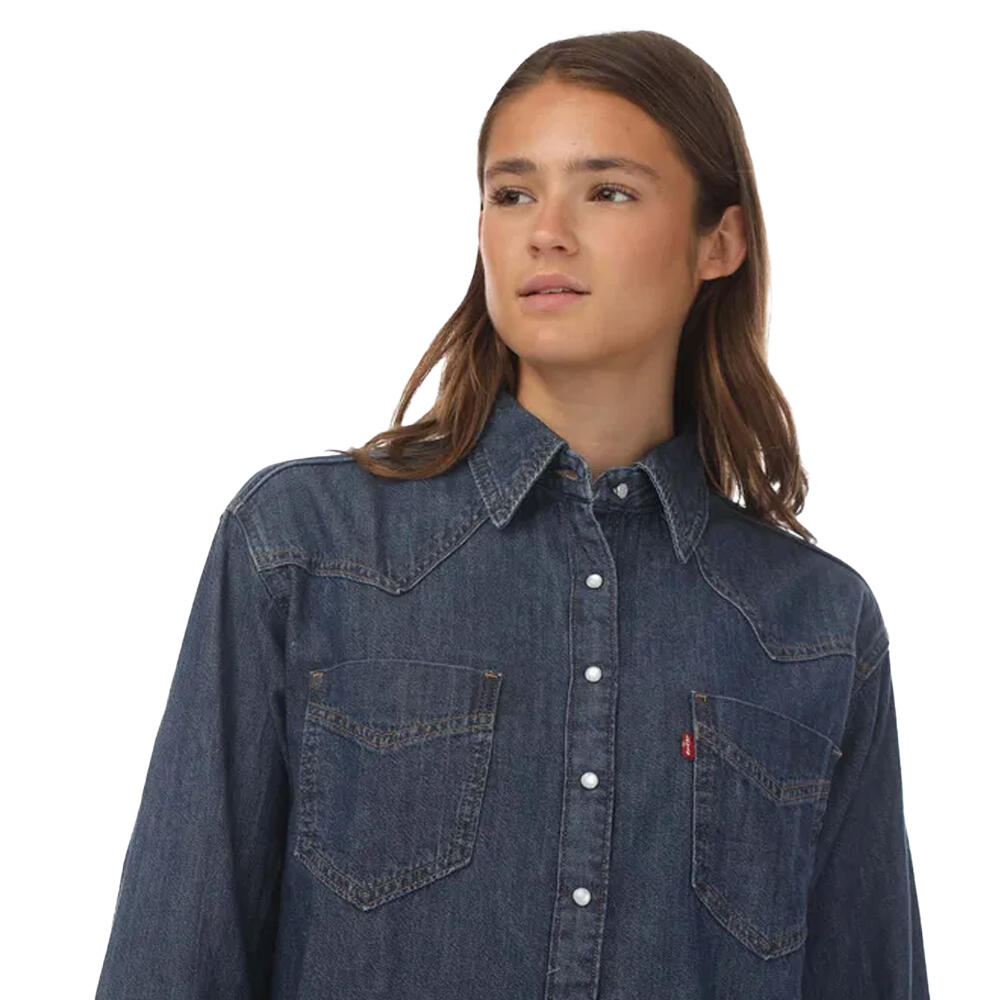 Womens/Ladies Donovan Western Shirt (Denim) 2/3