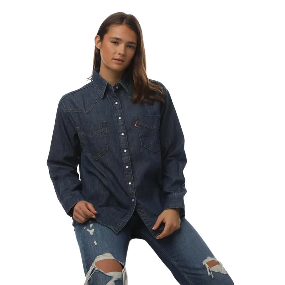 Womens/Ladies Donovan Western Shirt (Denim) 3/3