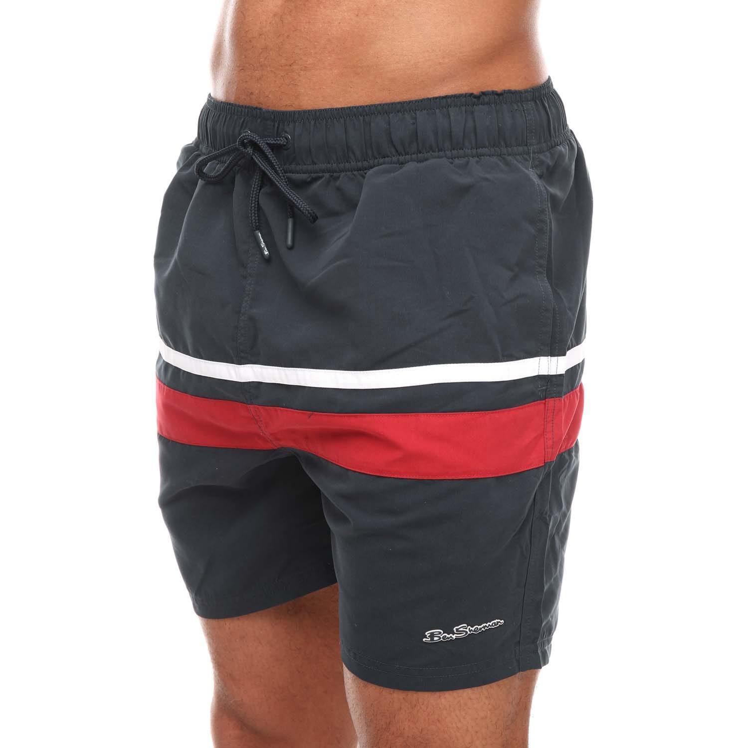 BEN SHERMAN Mens Vilanculas Swim Shorts (Navy/Red/White)