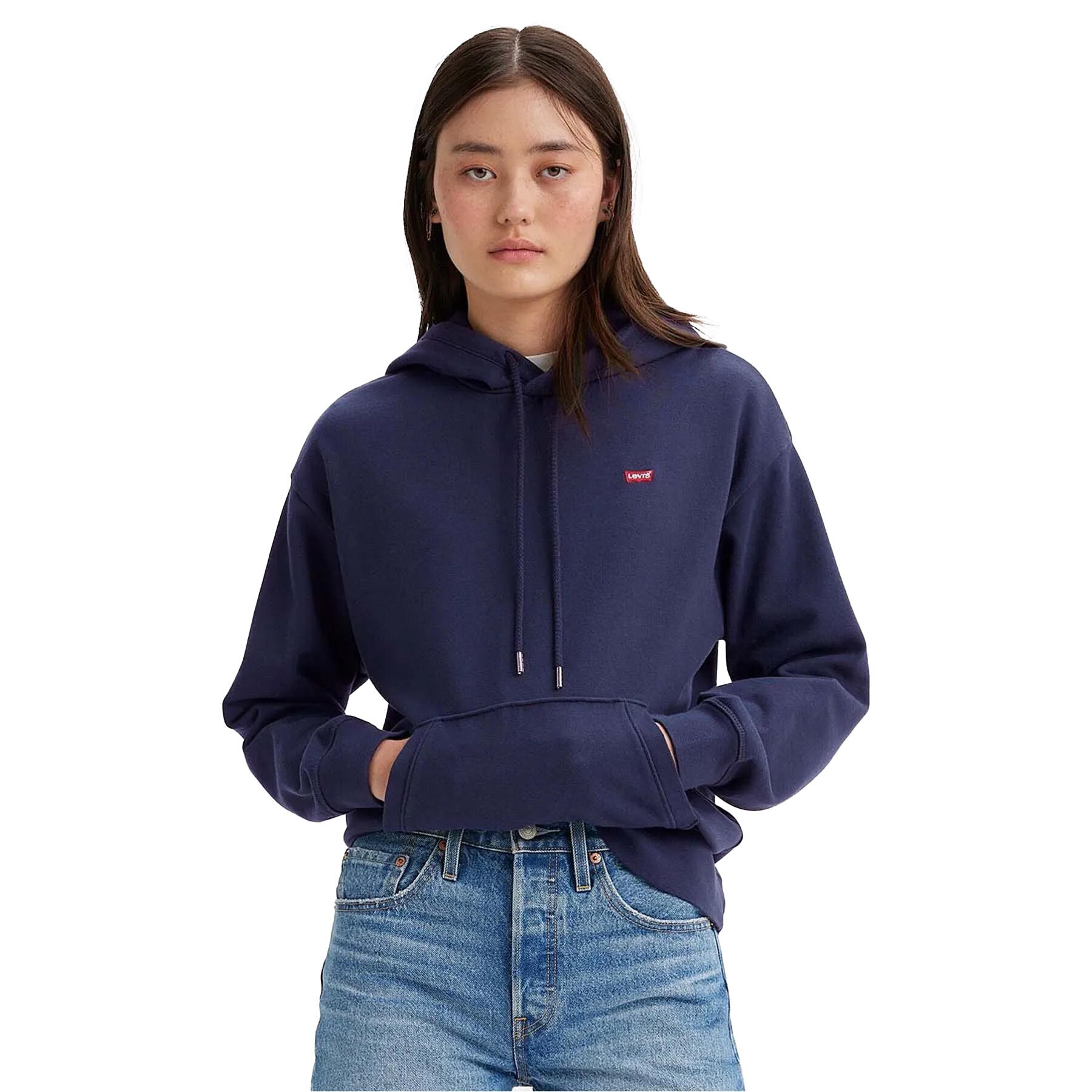 Womens/Ladies Standard Hoodie (Navy) 1/2