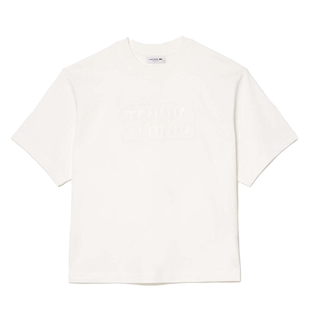 Womens/Ladies Embroidered Cotton Oversized Tennis TShirt (Cream) 1/4