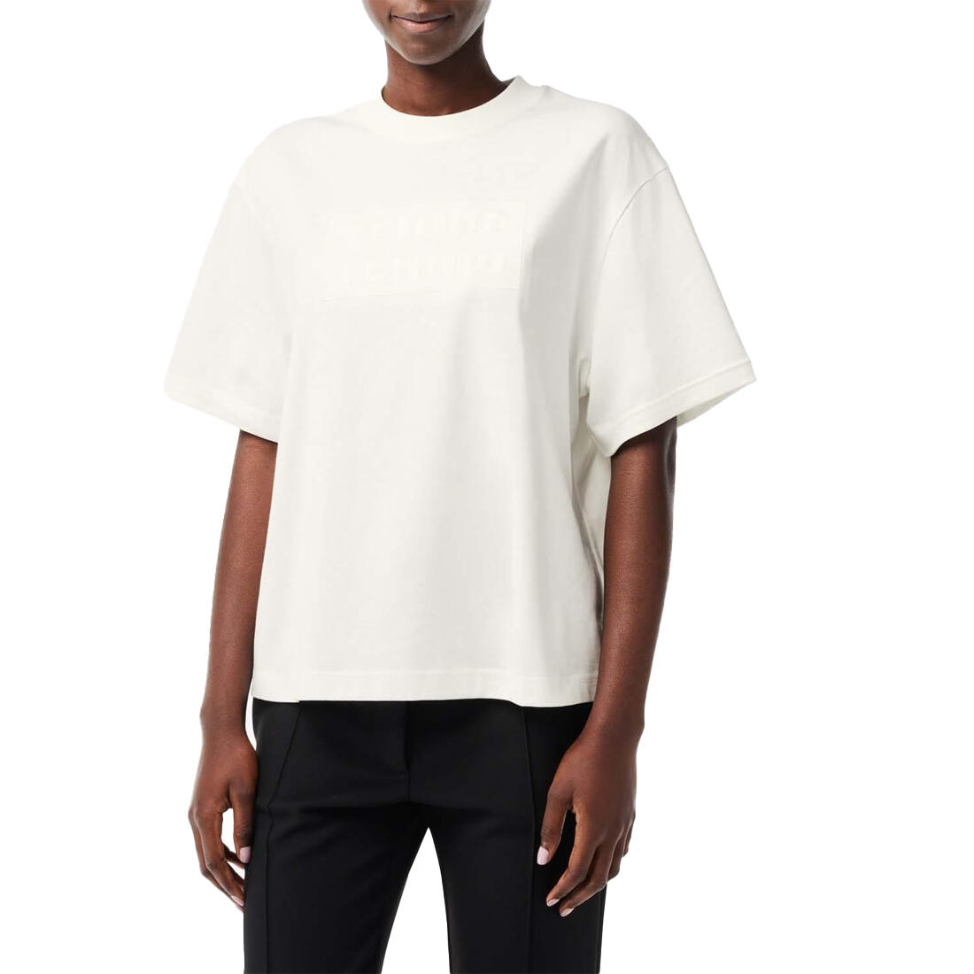 Womens/Ladies Embroidered Cotton Oversized Tennis TShirt (Cream) 4/4