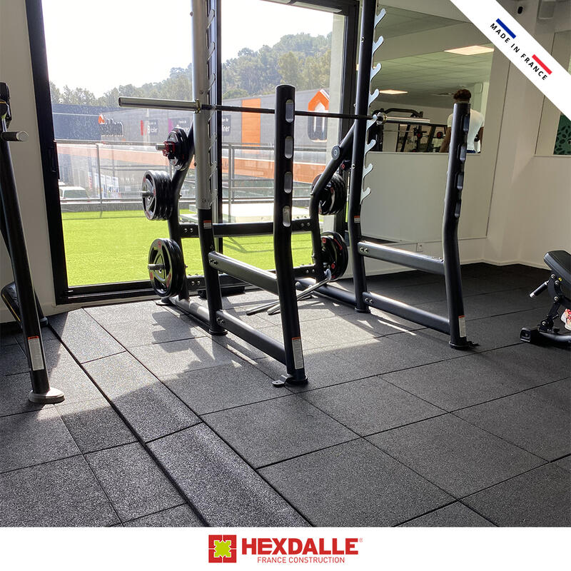 Lot de 40 dalles de sport intérieur HEXDALLE® HAI – 25 mm – Noir – 10 m²