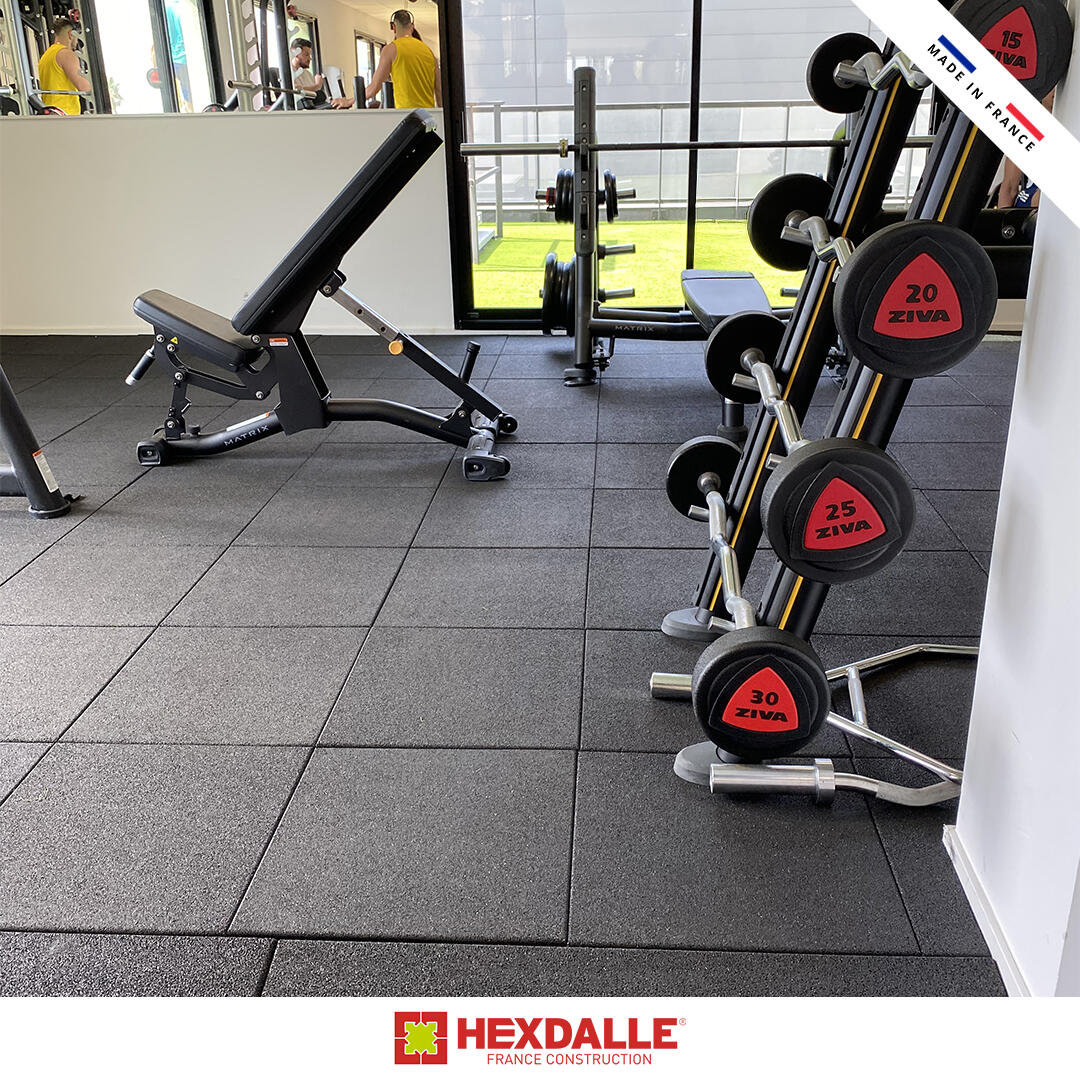 Lot de 20 dalles de sport intérieur HEXDALLE® HAI – 25 mm – Noir – 5 m² 6/6