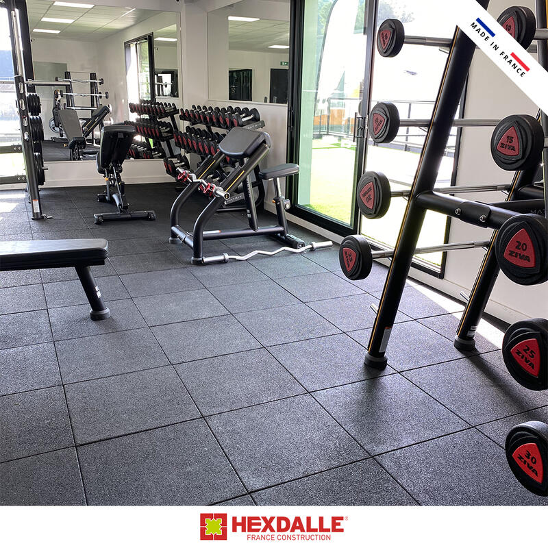Lot de 40 dalles de sport intérieur HEXDALLE® HAI – 25 mm – Noir – 10 m²