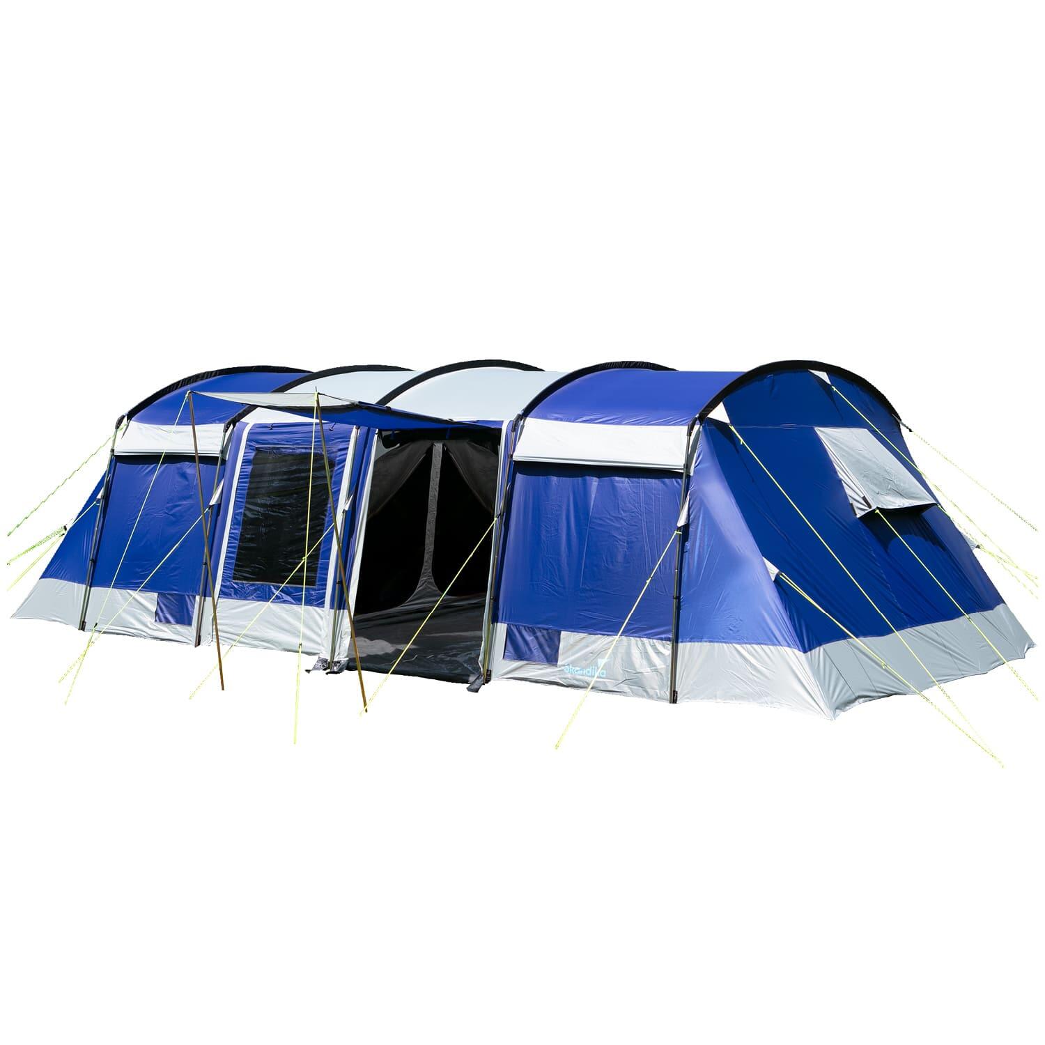 SKANDIKA Tunneltent Montana 8 Sleeper - Campingtent 8 personen – 3 donkere Slaapcabines