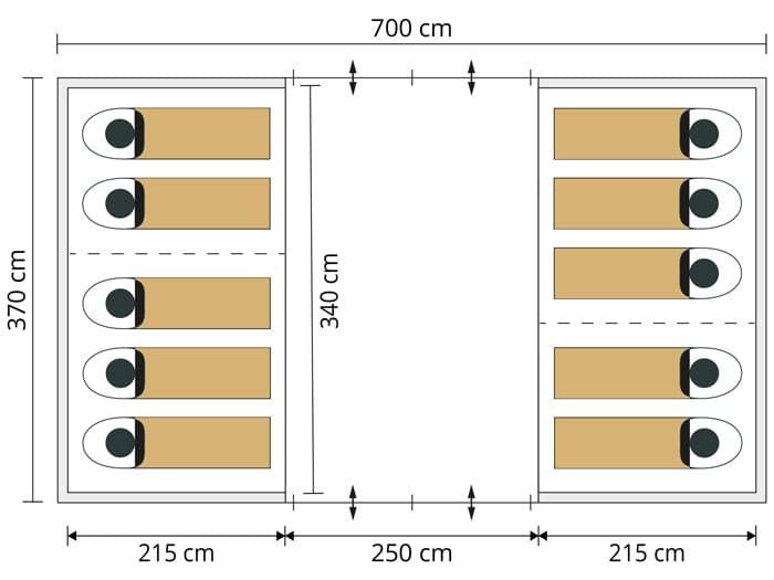 Tenda campeggio - Montana 10 Sleeper - 4x cabine scure - 10 persone 7/7