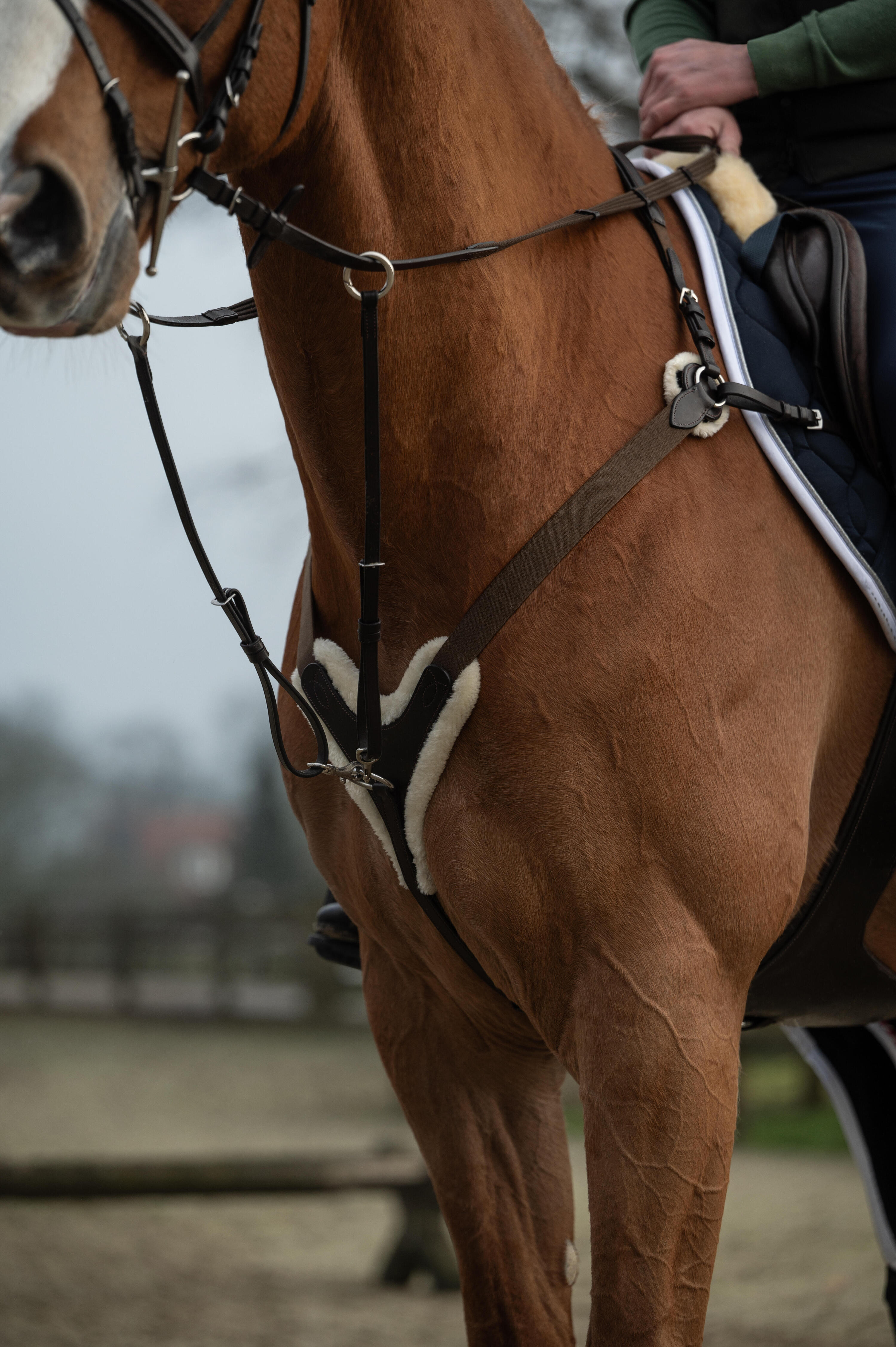HKM BREASTPLATE CAMBRIDGE WITH ARTIFICIAL FUR BROWN 3/4