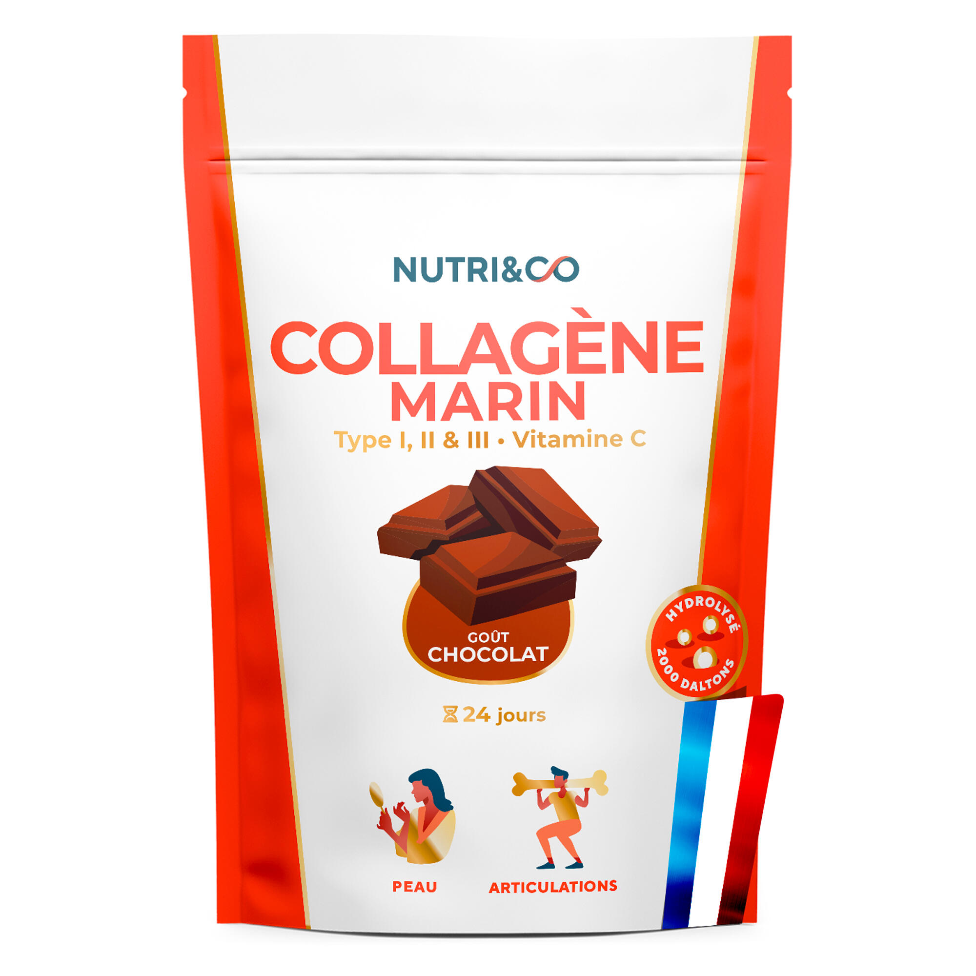 Nutri&co - Collagène Marin - Santé Et Prévention Articulaire - Goût Chocolat - 240g - Vitamines - Decathlon