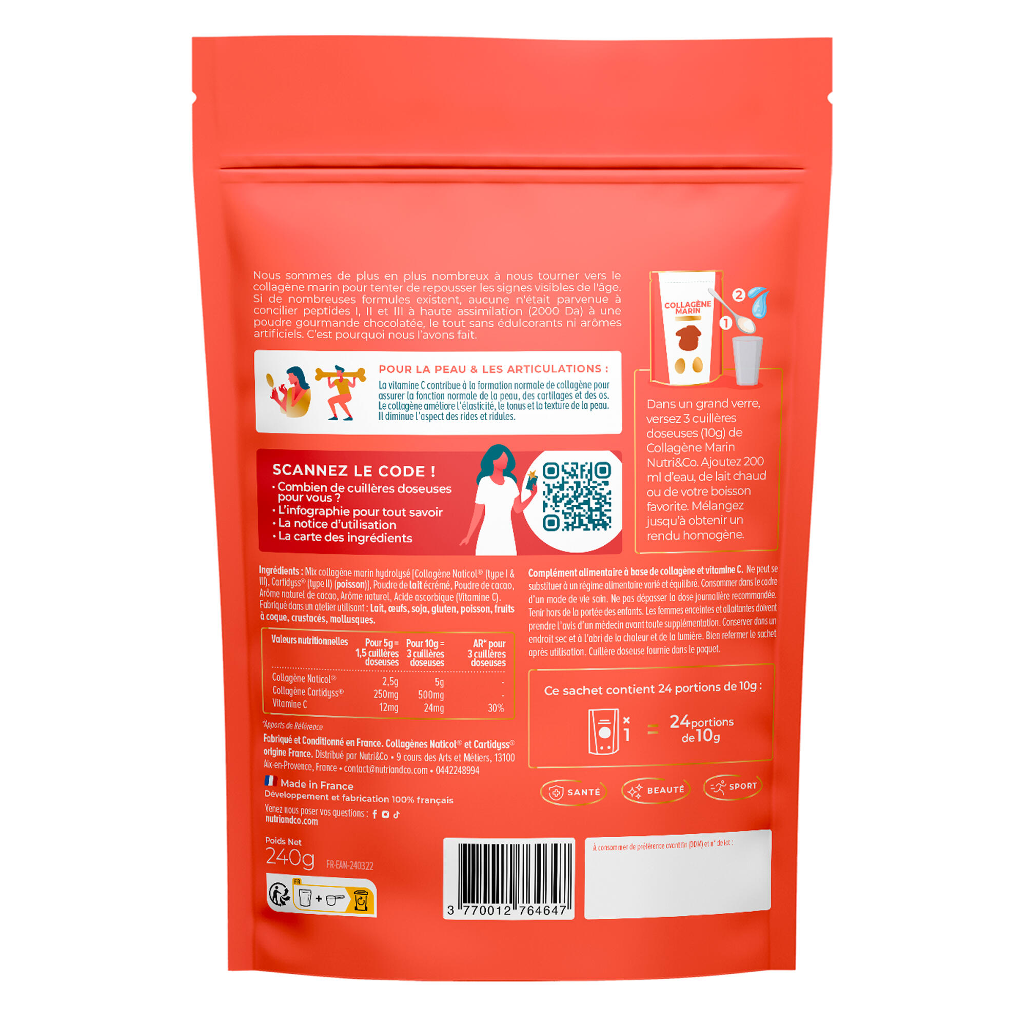 Collagène Marin - Santé et Prévention Articulaire - Goût Chocolat - 240g 2/5