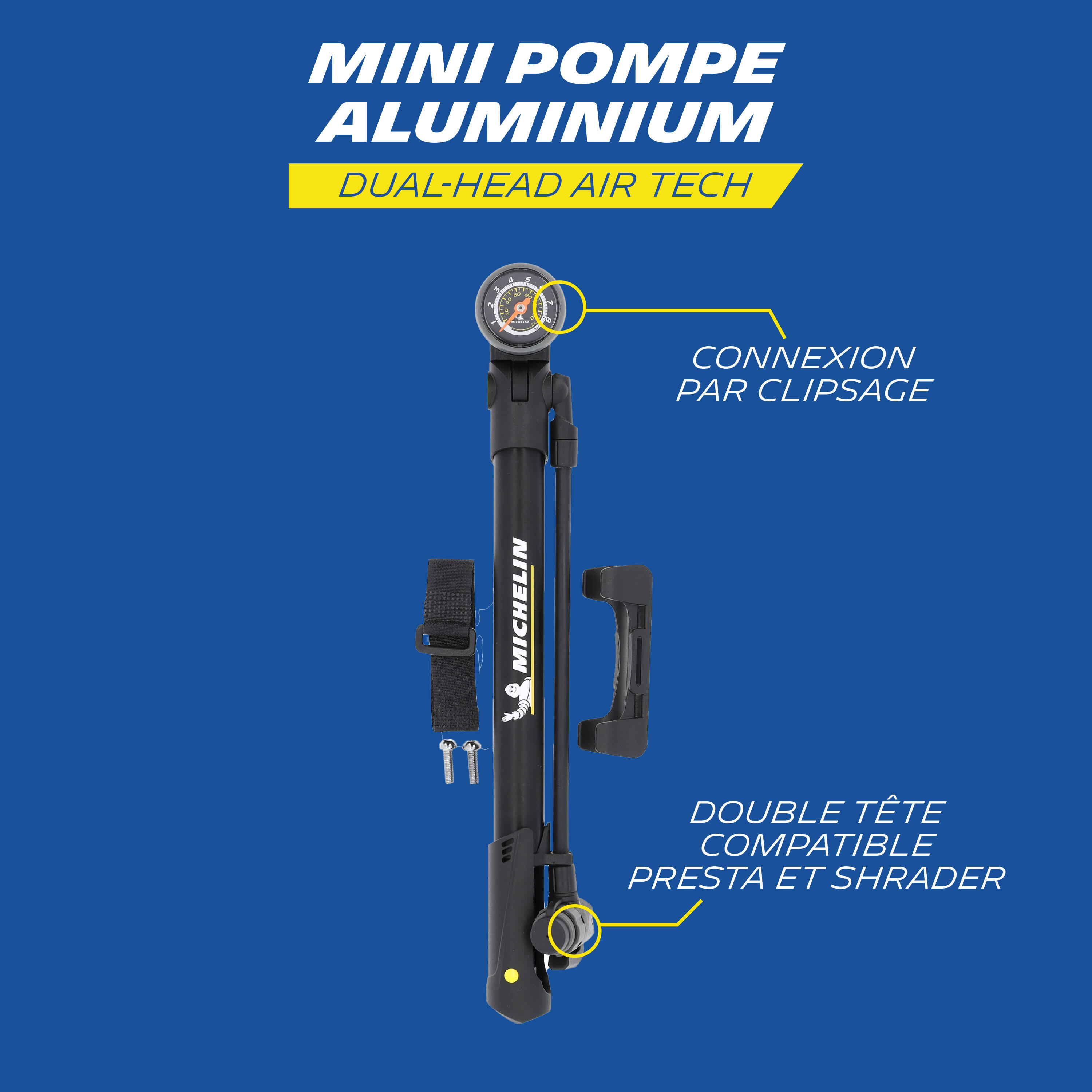 AIR TECH PRO – Umwandelbare Mini-Aluminium-Fahrradpumpe 2/7