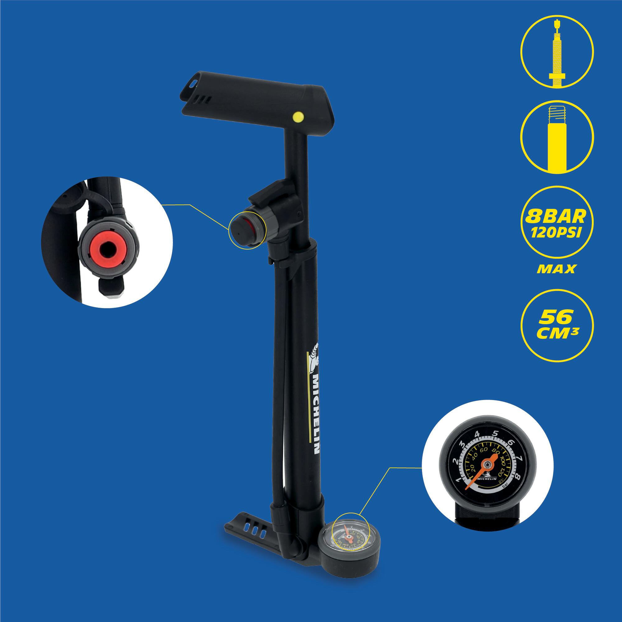AIR TECH PRO – Umwandelbare Mini-Aluminium-Fahrradpumpe 3/7