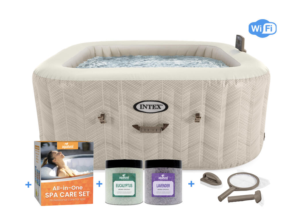 INTEX Intex PREMIUM PureSpa Chevron Deluxe Bubble Spa + Aquatural Care Set + WiFi - 4