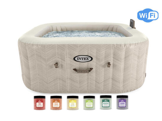 Intex PureSpa Chevron Deluxe 4 pers. + Aquatural Cristaux d'Arôme 6 x 350g