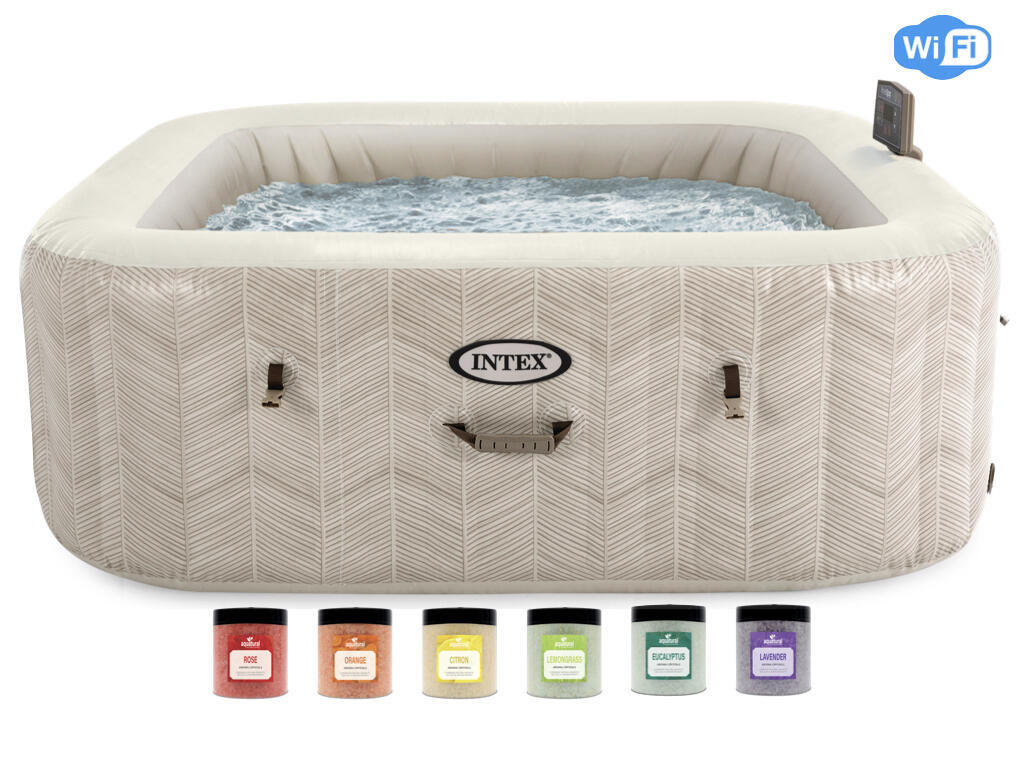 INTEX Intex PureSpa Chevron Deluxe Bubble Spa + Aquatural Set Aroma Crystals 6 x 350 g