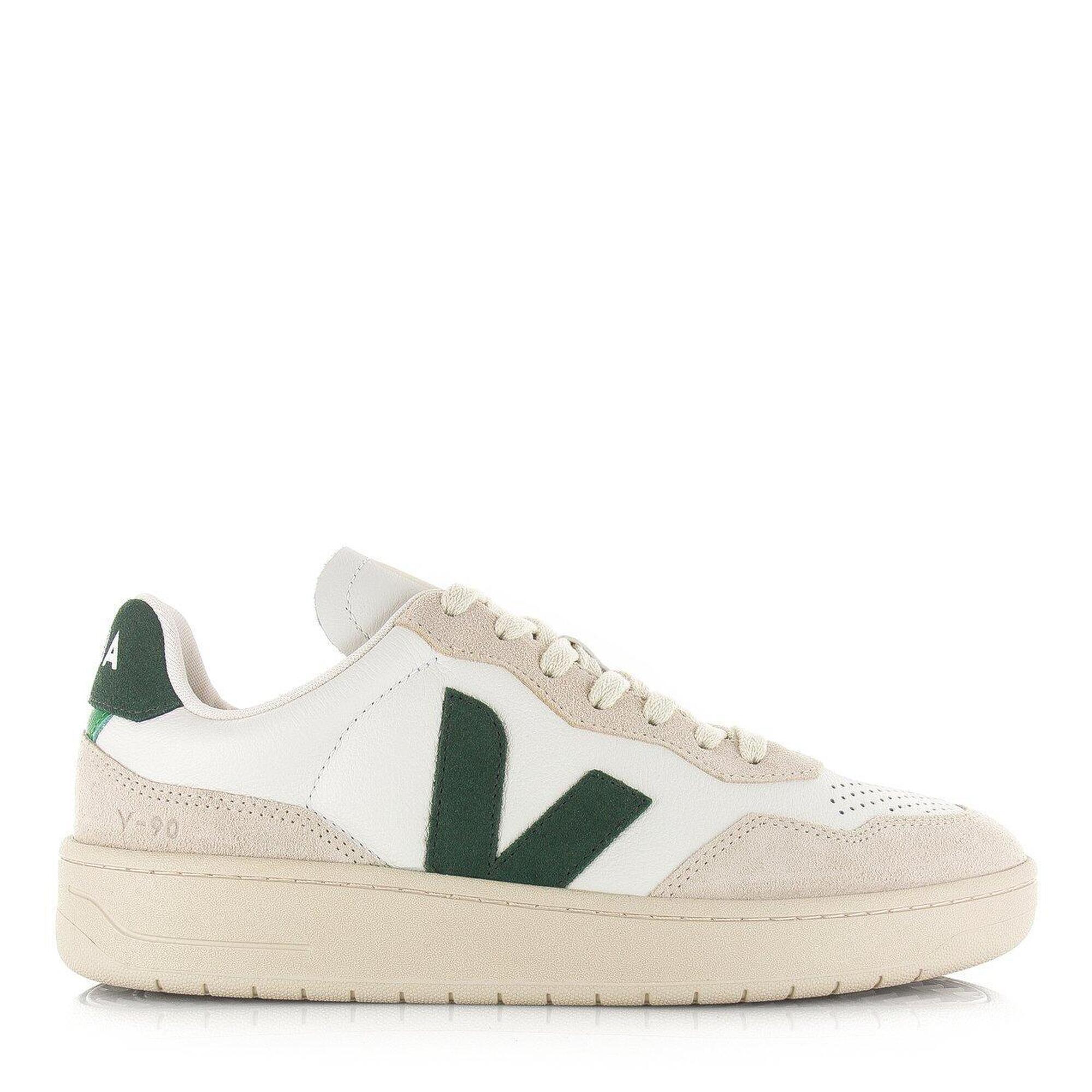 Veja - Chaussures Veja V-90 En Cuir Blanc Souple - Chaussures De Sport - Blanc|vert - Decathlon