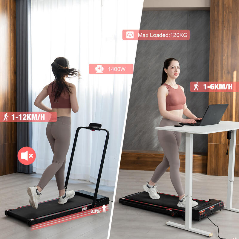 Tapis de Course Pliable-ZX2-Inclinaison 3.3%-1400W-12km/h-Télécommande
