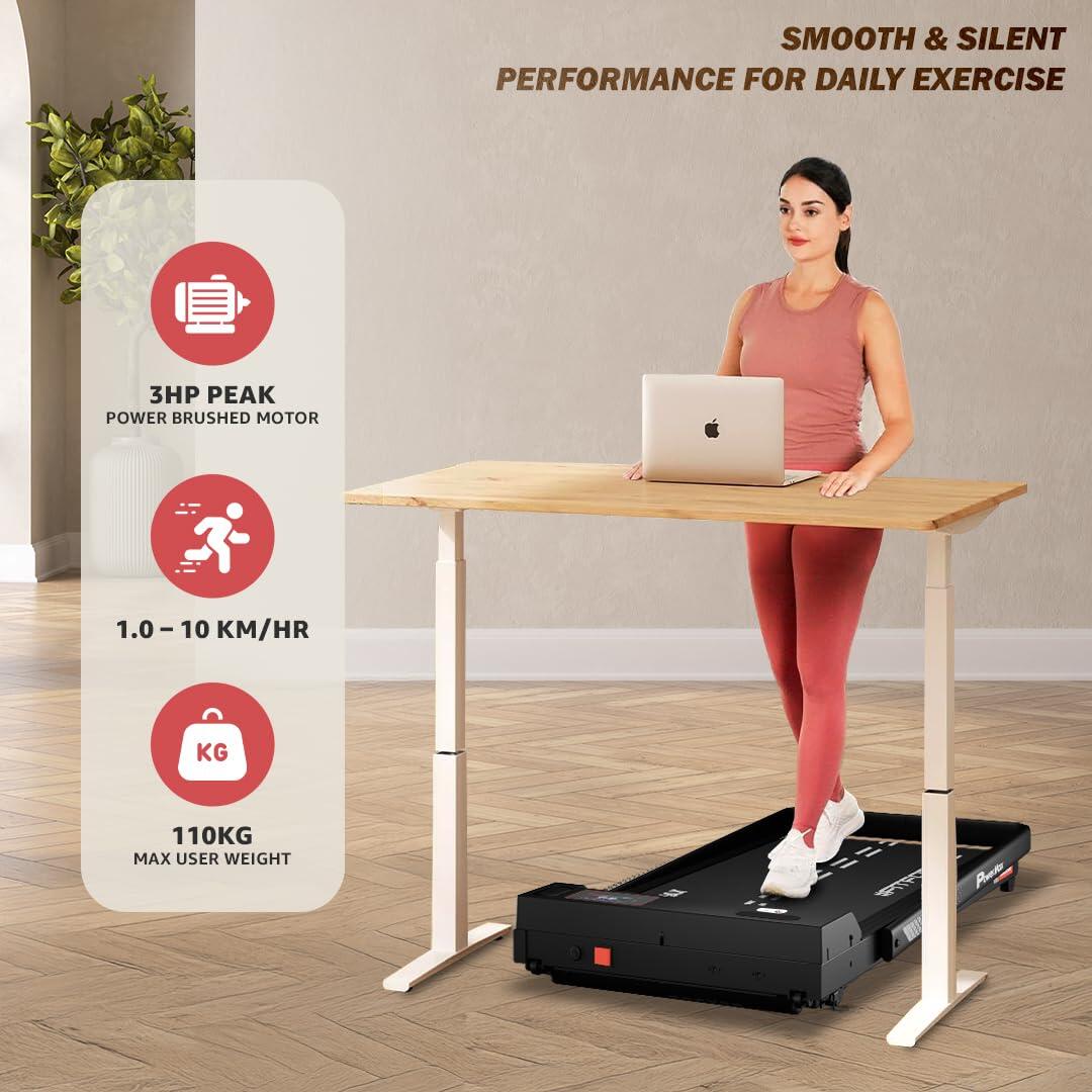 PowerMax Fitness WALKPAD (3HP Peak) Compact Motorized Treadmill for Home-Office use with Remote Control, Max User 110kg, Top Spe