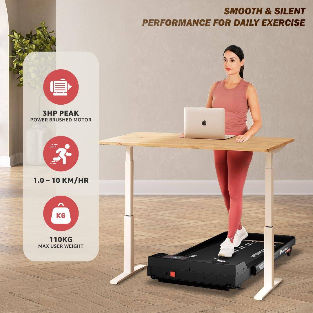 PowerMax Fitness WALKPAD (3HP Peak) Compact Motorized Treadmill for Home-Office use with Remote Control, Max User 110kg, Top Spe -  3