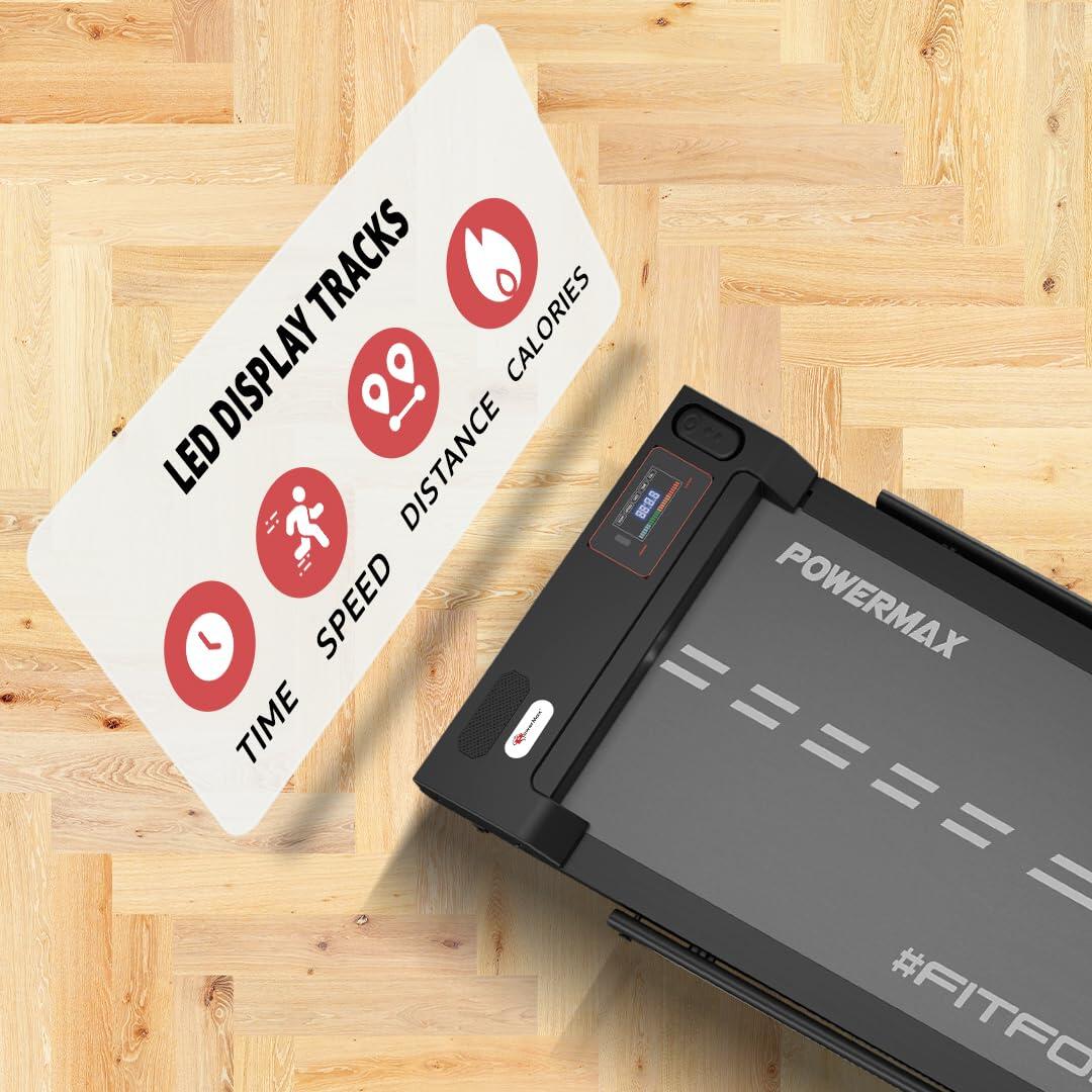 PowerMax Fitness WALKPAD (3HP Peak) Compact Motorized Treadmill for Home-Office use with Remote Control, Max User 110kg, Top Spe