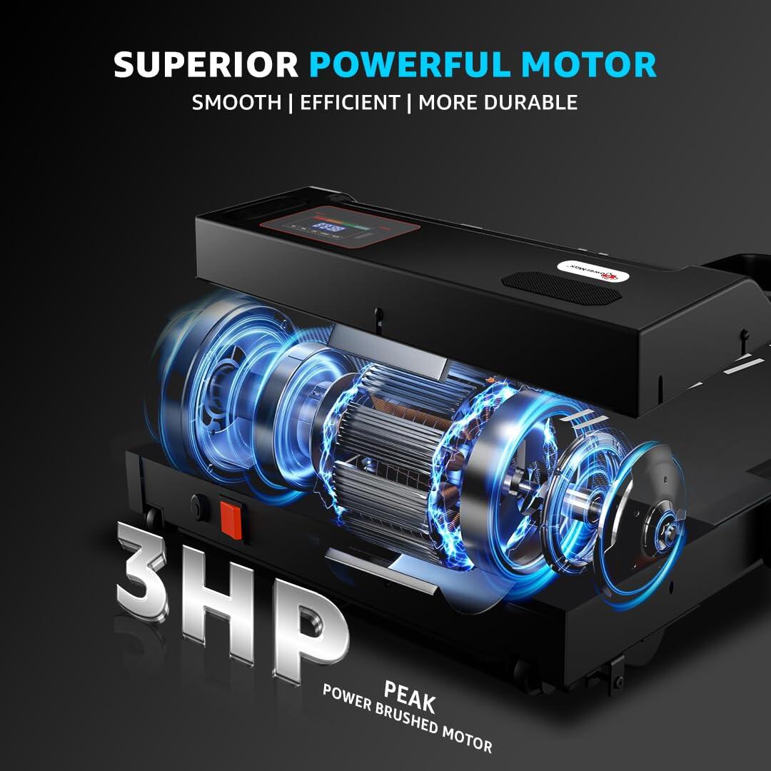 PowerMax Fitness WALKPAD (3HP Peak) Compact Motorized Treadmill for Home-Office use with Remote Control, Max User 110kg, Top Spe