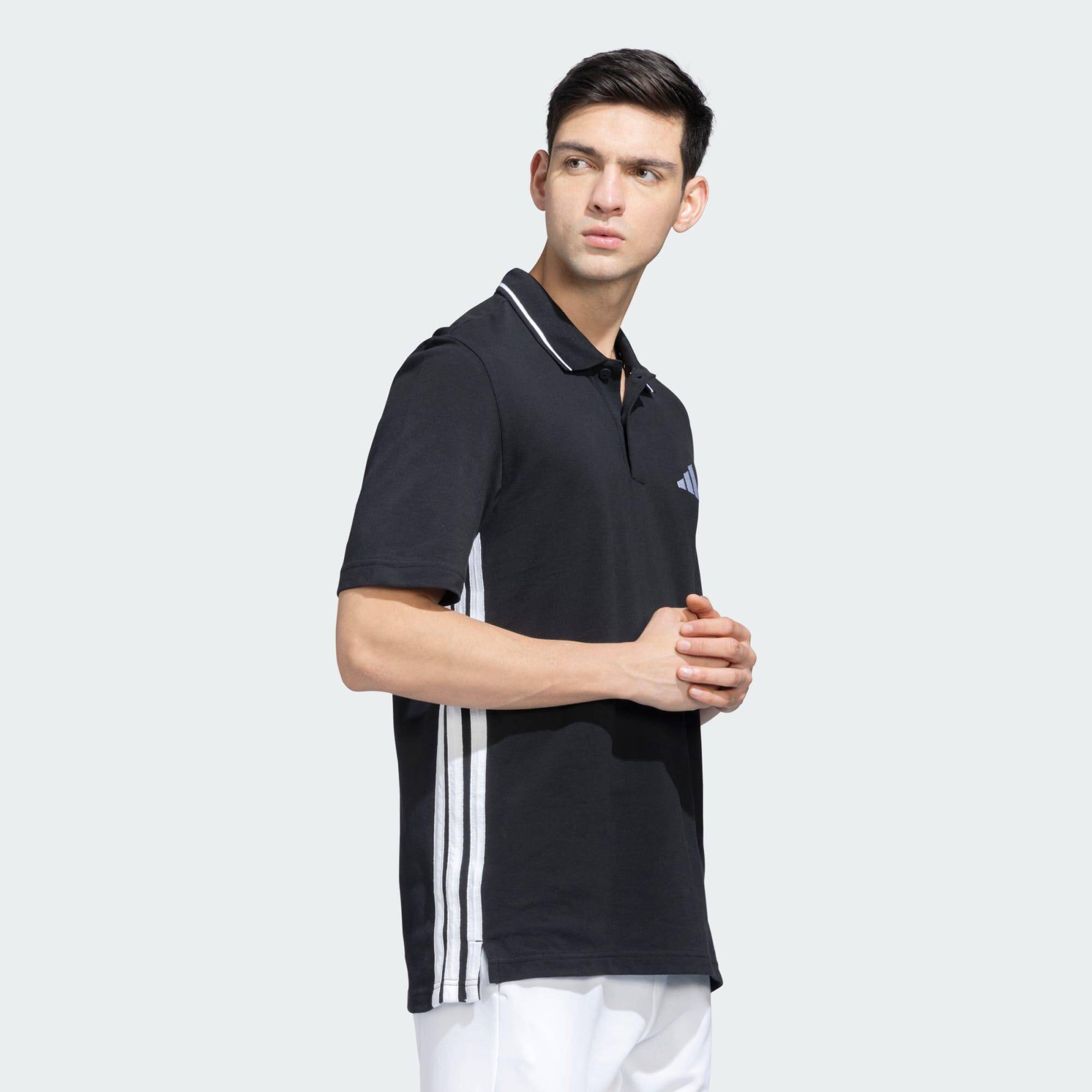 Adidas M 3S PQ PS Men Sports Polo Shirts Black -  4