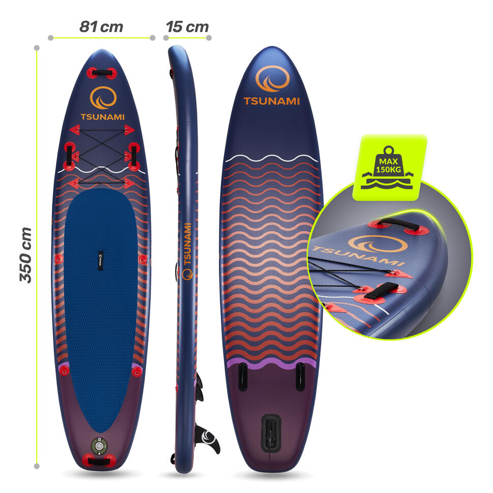 Deska SUP all-round stand up paddle pompowana do pływania TSUNAMI T05 350 cm