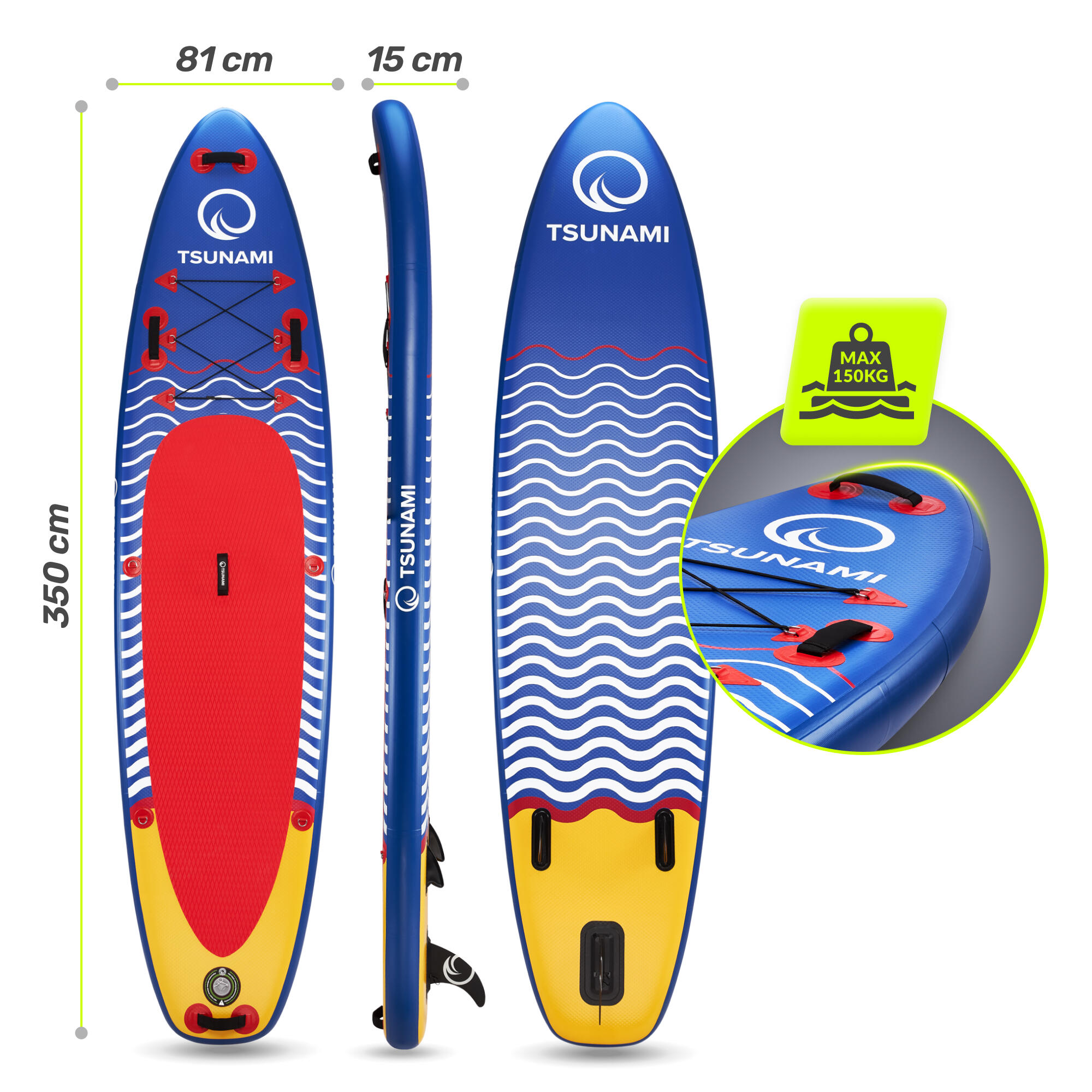 Tavola SUP gonfiabile touring 350 cm allround unisex stabile multicolore TSUNAMI 2/7