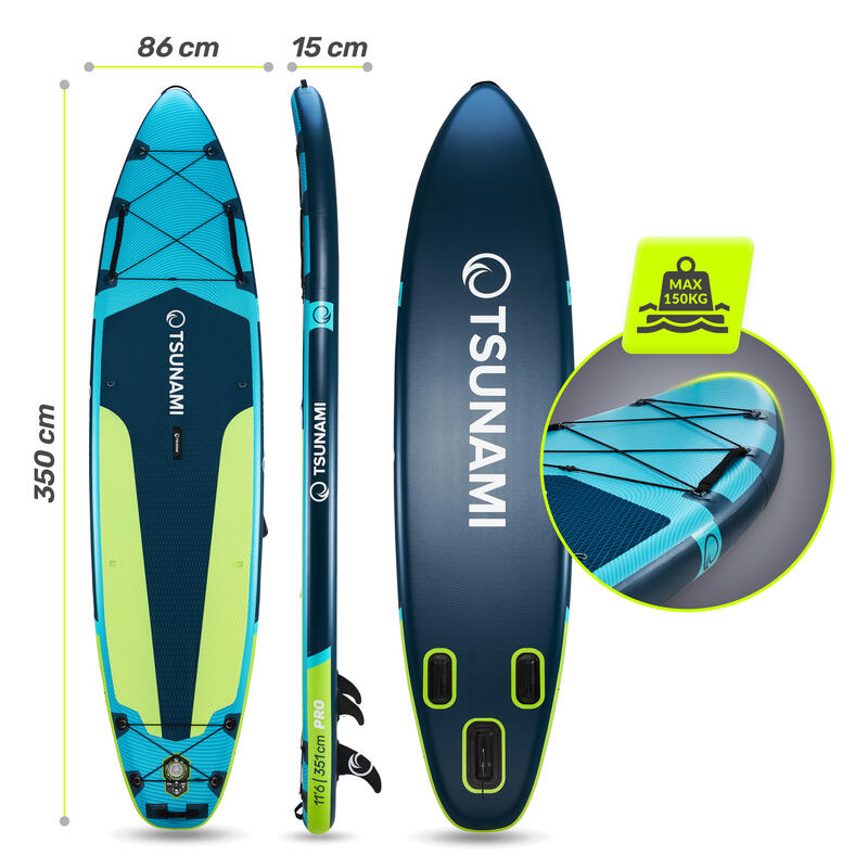 Deska SUP PRO stand up paddle pompowana do pływania all-round TSUNAMI T14 350 cm