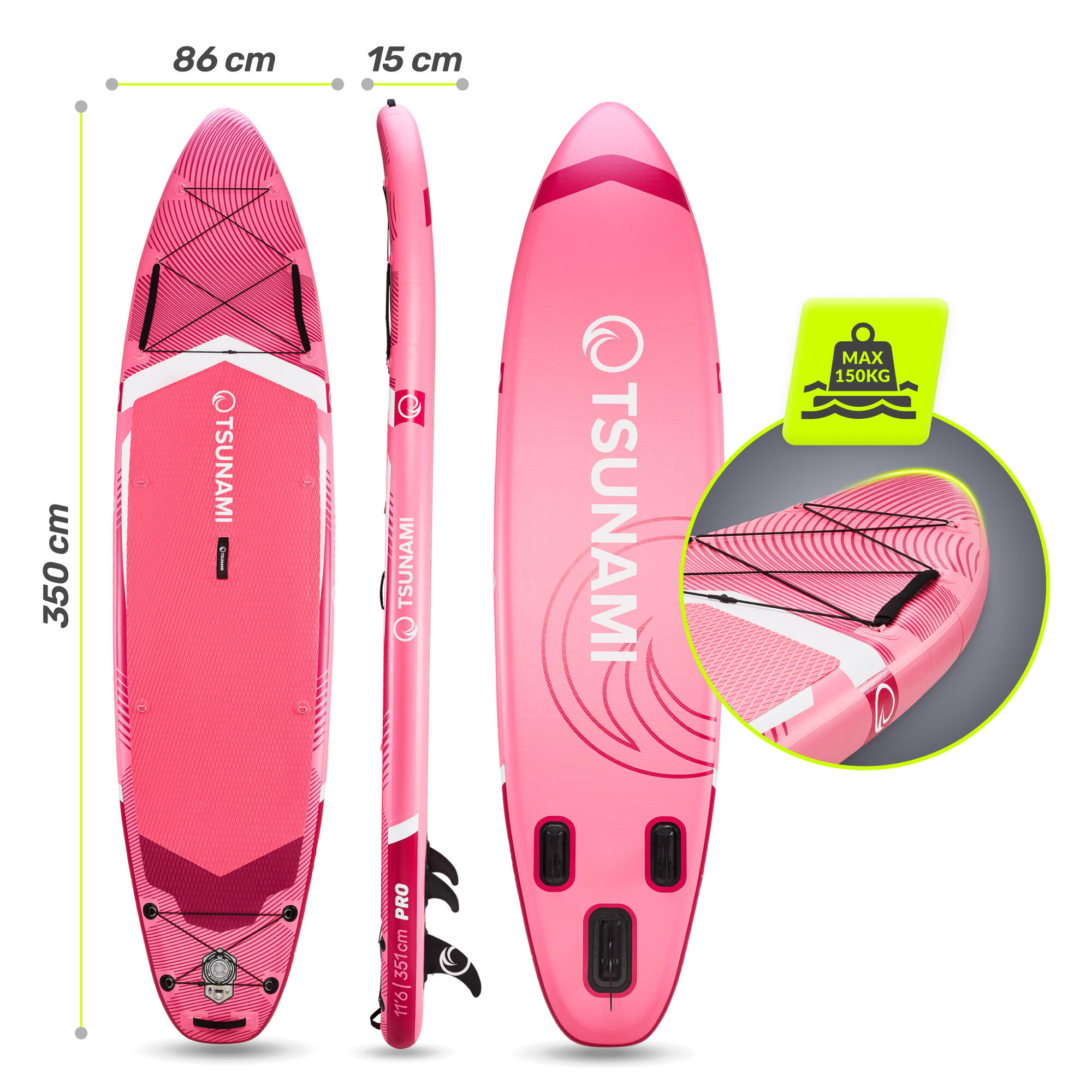 Deska SUP PRO stand up paddle pompowana do pływania all-round TSUNAMI T10 350 cm 5/7