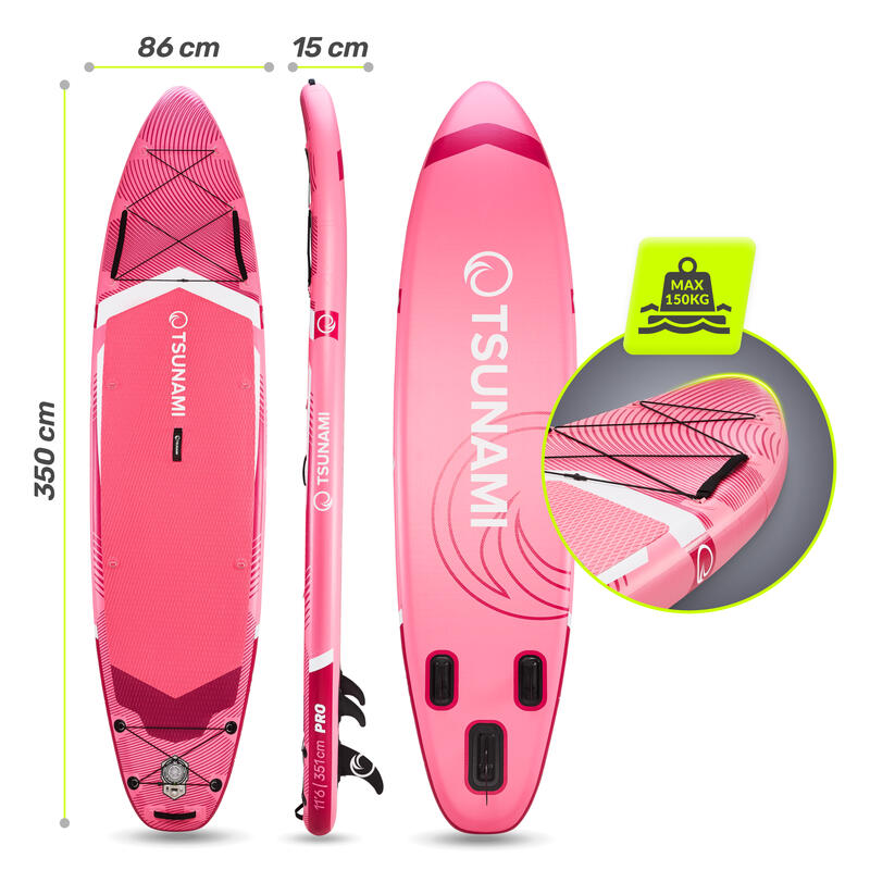 Placă SUP PRO stand up paddle gonflabilă pentru înot all-round TSUNAMI T10 350cm