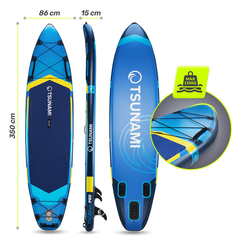 Deska SUP PRO stand up paddle pompowana do pływania all-round TSUNAMI T13 350 cm