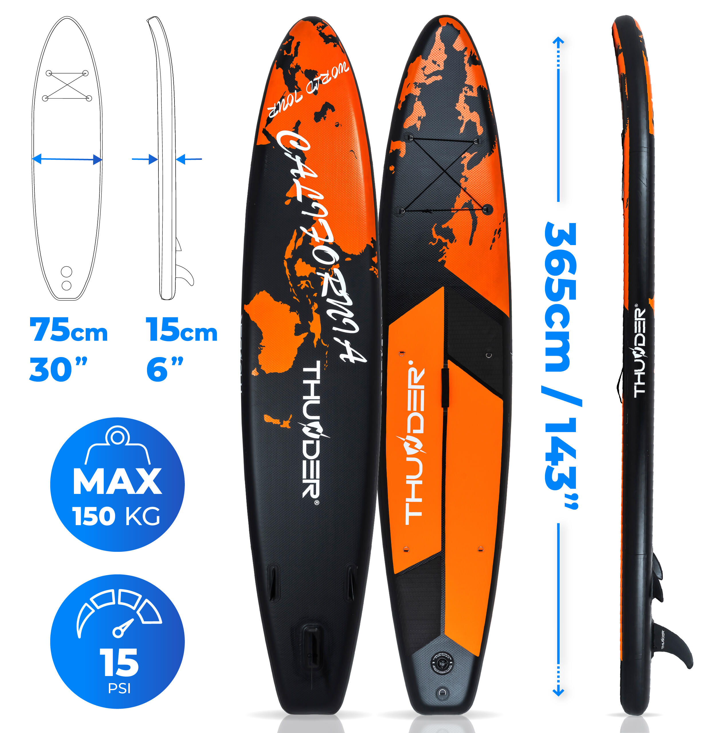 Deska SUP pompowana akcesoria THUNDER EARTH 365cm 2/8