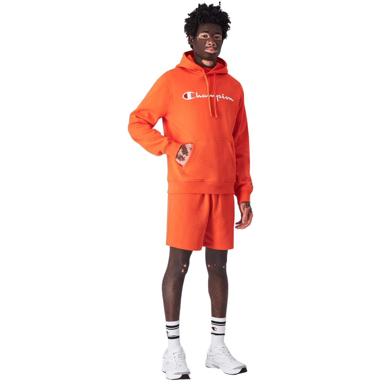 Sweat à capuche Champion homme - manches longues, capuche réglable, 1 poche 3/4