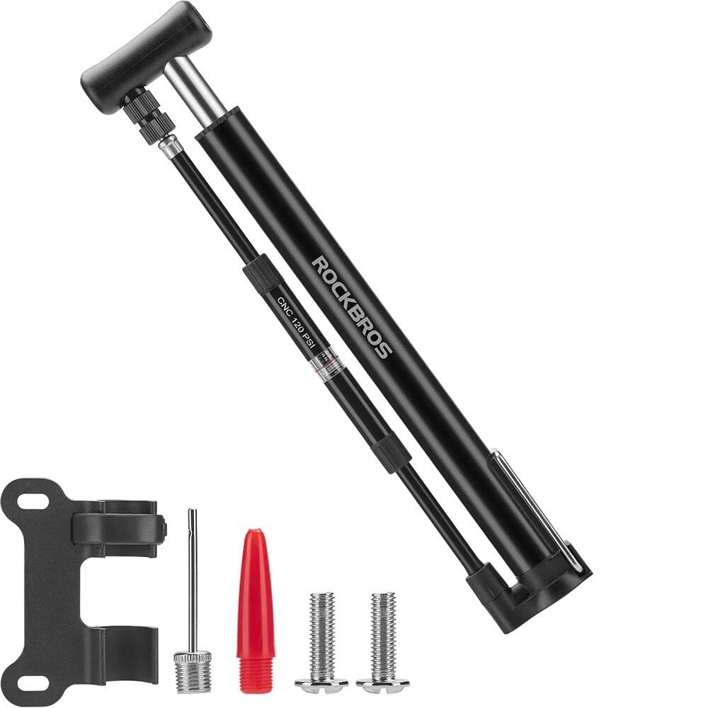 Bomba de pé para bicicleta rockbros - preta