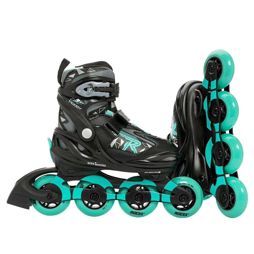 Inline Fitness Skates Moody TIF - Girl's - Adjustable - Black - Green 4/10
