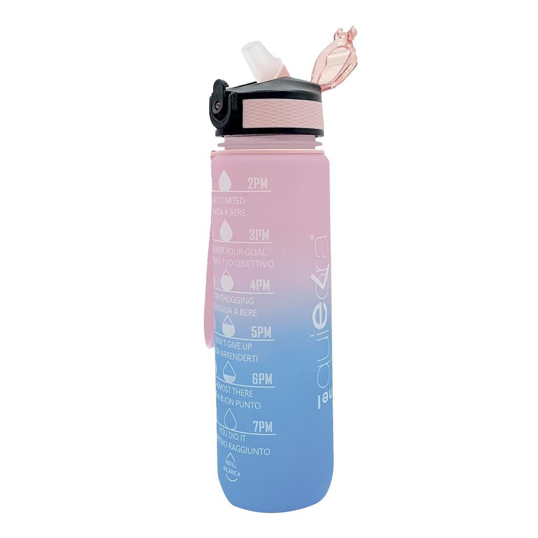 Borraccia Motivazionale 1 lt | rosa-azzurra | soft-touch | tappo ermetico 2/3