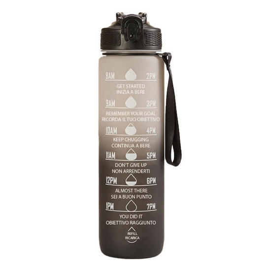 Borraccia Motivazionale 1 lt | grigia | finitura soft-touch | tappo ermetico